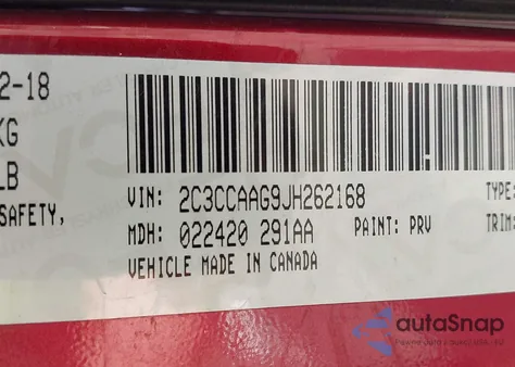 2018 Chrysler 300 Touring L из США, поврежденный, VIN 2C3CCAAG9JH262168